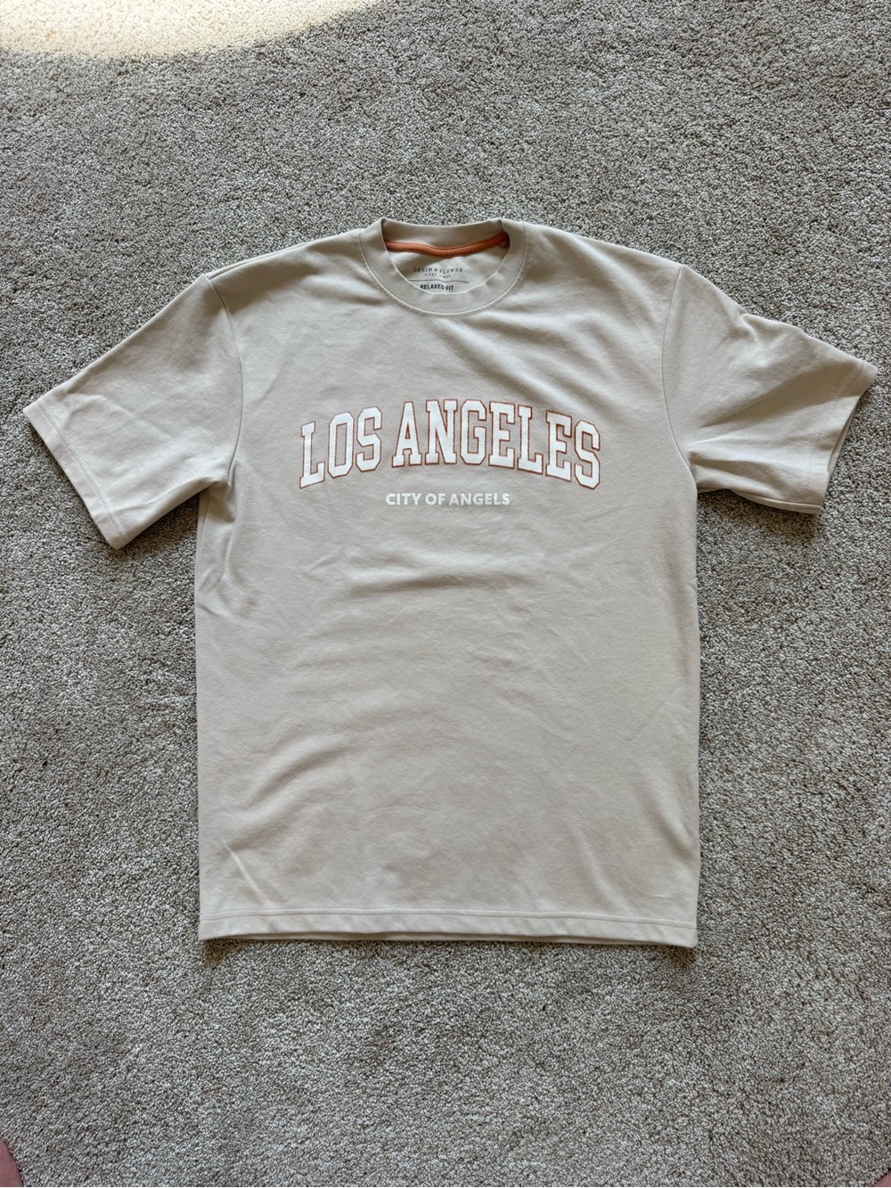 Ricky Singh Denim & Flower Womens Size S Top Relaxed Fit Los Angeles Shirt Beige